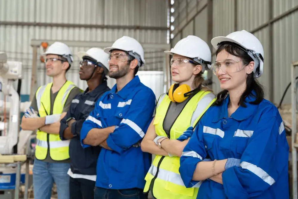 grupo-ingenieros-roboticos-pie-brazos-cruzados-taller-fabrica